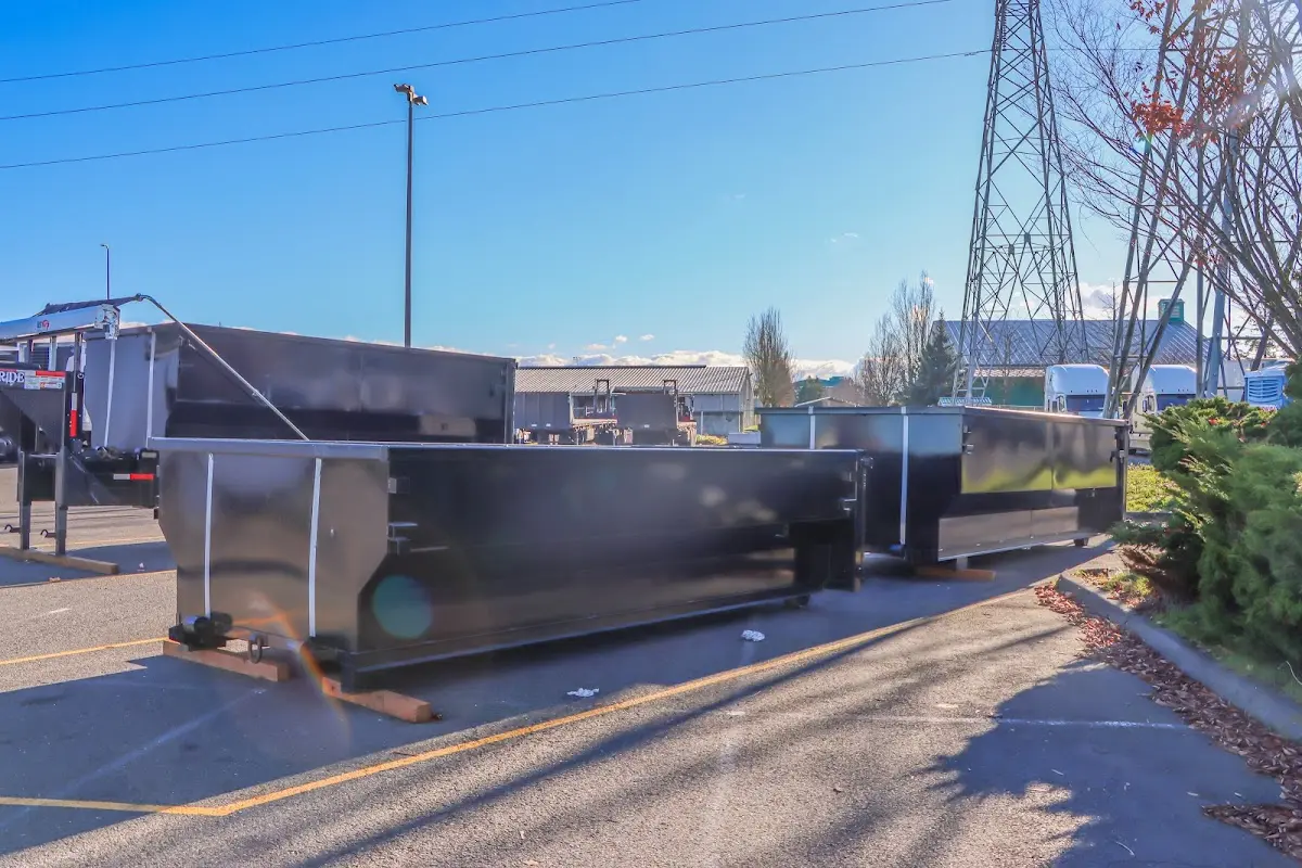 Roll-off dumpster ready for waste disposal at job site for Roll Off Dumpster Rental in Evansville